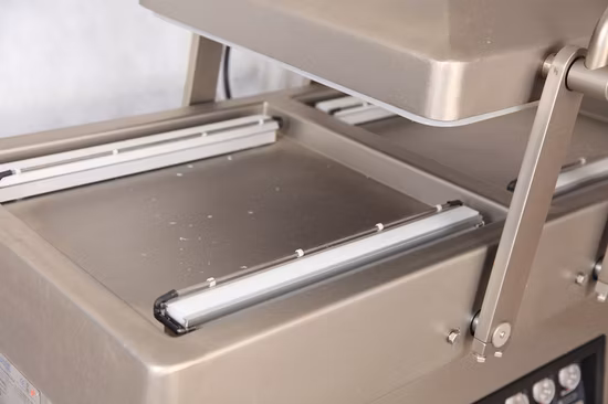 Hvc-510s/2A Hualian Hualian Máquina automática de selagem Saco Comida Carne Peixe Arroz Fruta Vegetal Travesseiro Câmara Dupla Seladora a Vácuo