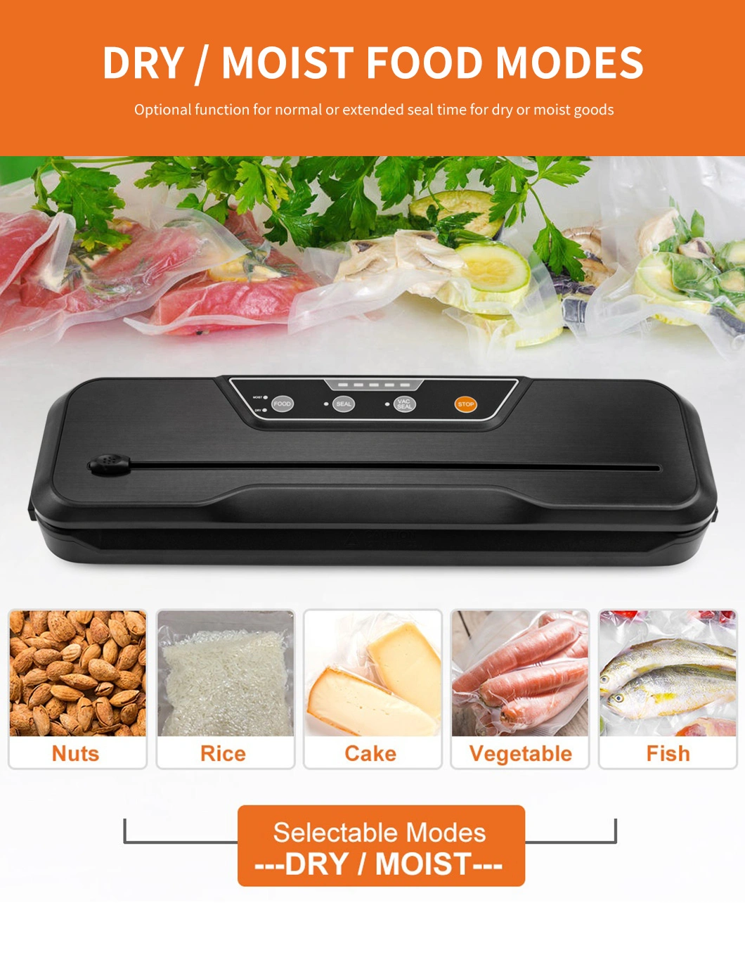 Food Sealer Vacuum Sealer Machine with Suction Hose, Cutter, Vacuum Bags for Sous Vide